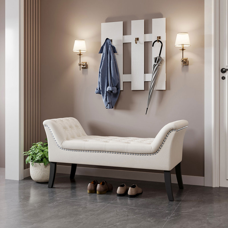 Lutsen Velvet Upholstered Bench, Beige