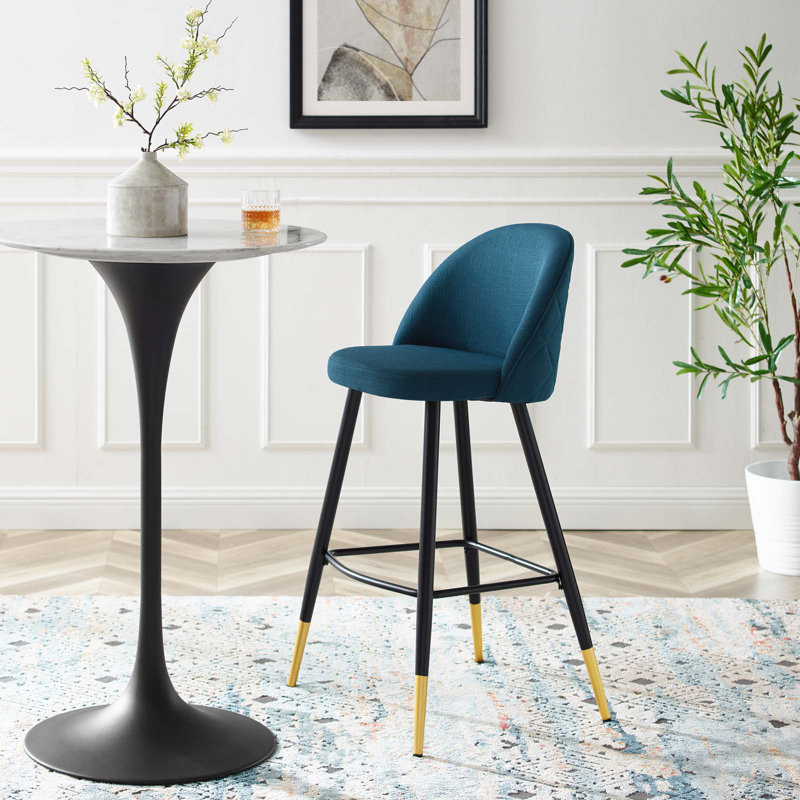 Cordial Bar Stools - Set of 2, Blue Polyester Blend, Bar Stool (29" Seat Height)