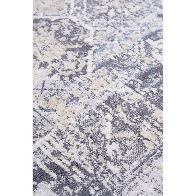 Tapis jaune / blanc / brun en polypropylène à motif abstrait tressé à la machine 7 pi 9 po x 10 pi