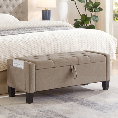 Banc de rangement rembourré avec charnière