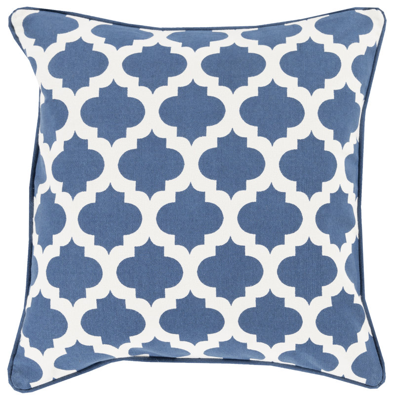 White and Taupe Moroccan Lattice Square Pillow