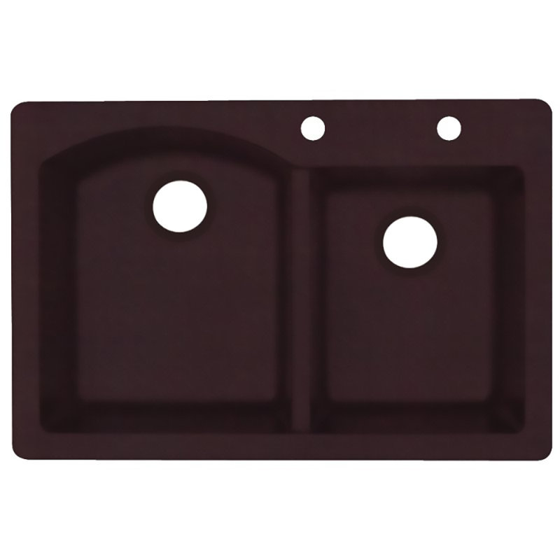 Évier de cuisine à double cuve l 33 po x l 22 po, Espresso, 2 trous 2C