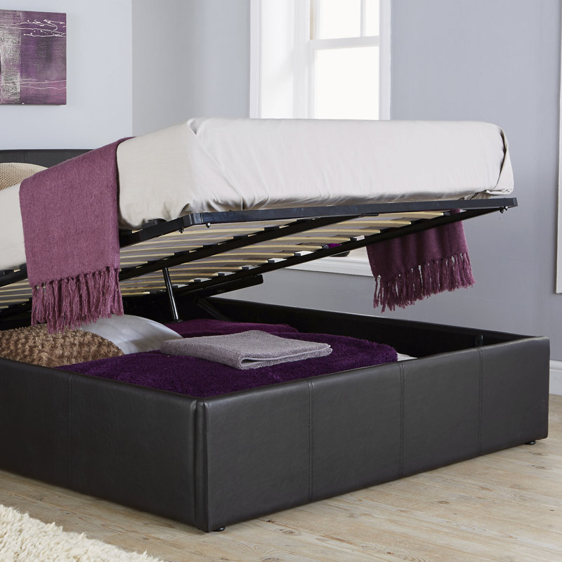 Baudoin Upholstered Ottoman Storage Bed, Double (4'6), Black