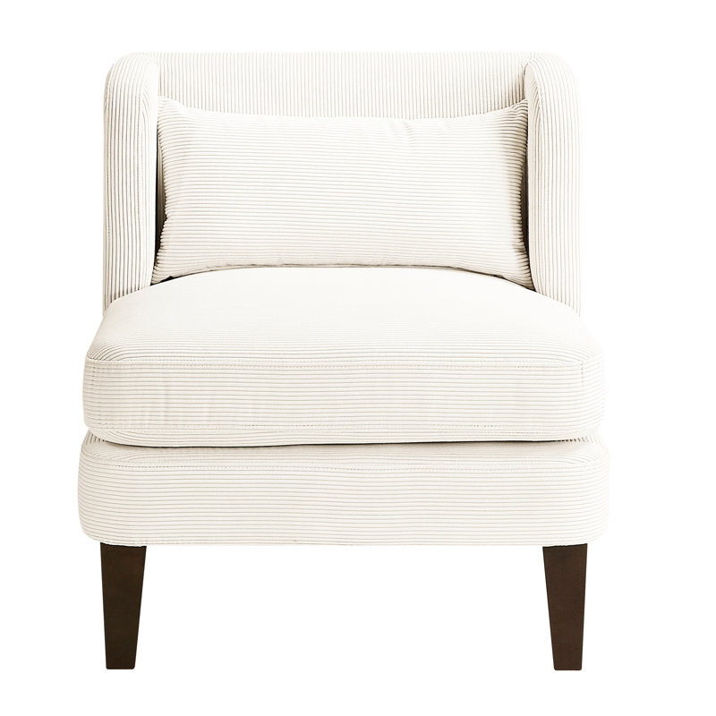 Chaise beige moderne pour espace de vie principal avec siège amovible et housses de coussins décoratifs en velours côtelé