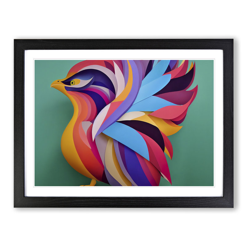 Abstract Phoenix Bird - Framed Print, Black, 46cm H x 64cm W x 2cm D