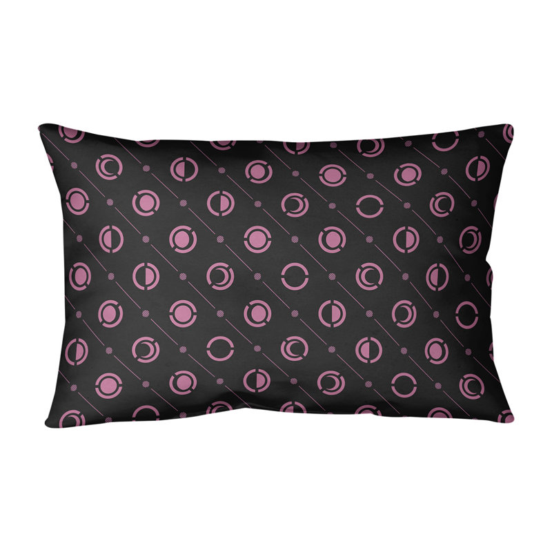 Coussin lombaire Moon phases, H 14 po x l 20 po, Noir/rose, Pas de bourre