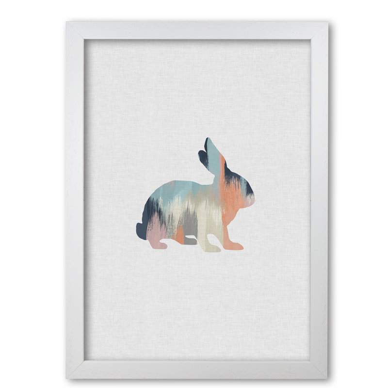 Pastel Rabbit - Print, White Grain Frame, 60 cm H x 42 cm W x 5 cm D