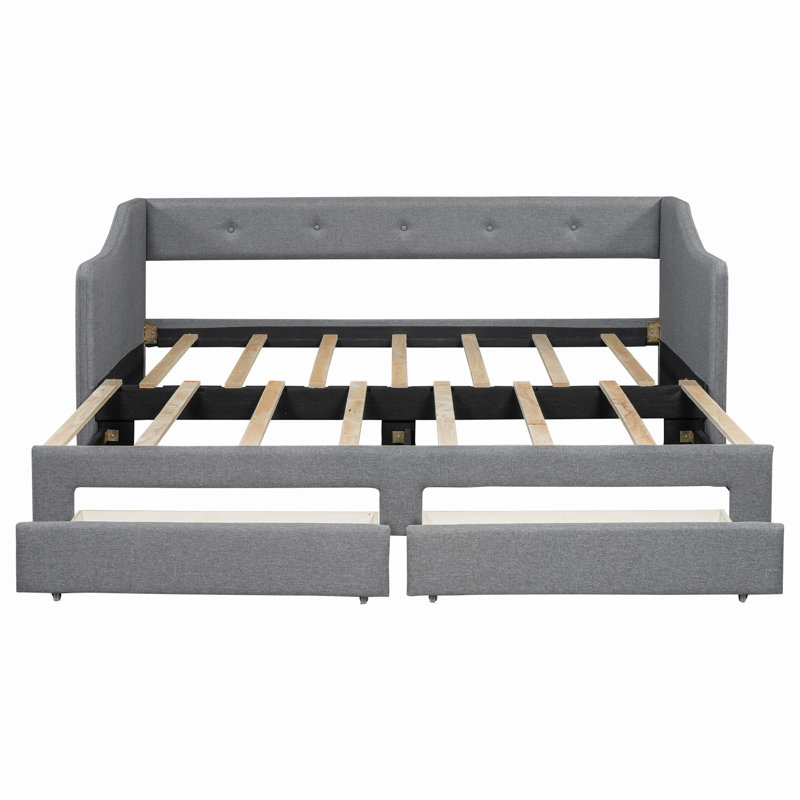Lit de jour rembourré avec design extensible, Gris