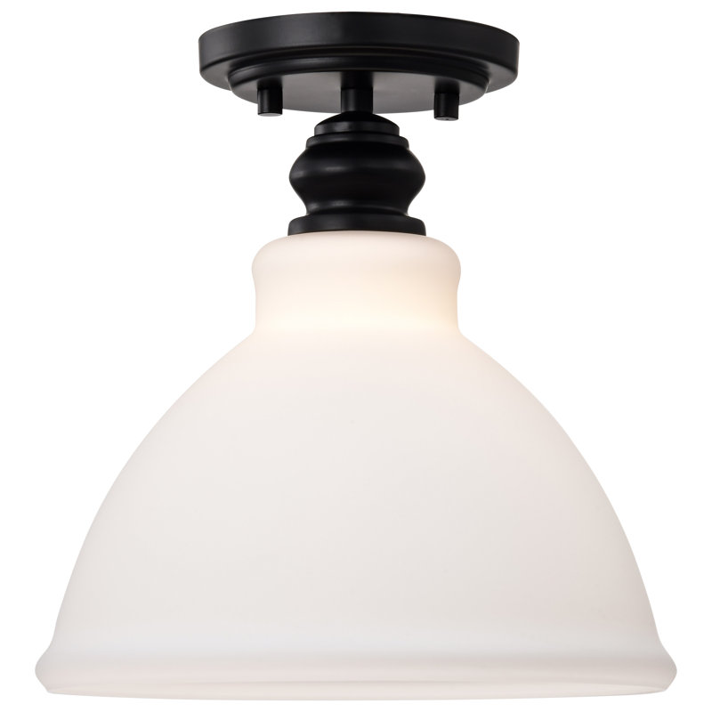 Dorotea - Plafonnier semi-encastré 10 po - Noir mat avec verre blanc satiné