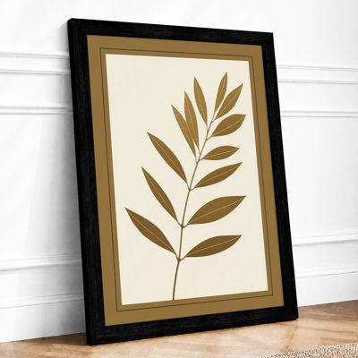 Single Stem in Gold Botanical - Framed Print