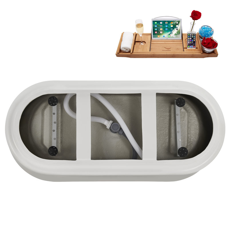Baignoire de trempage autoportante 67 "avec drain interne 67" Streamline N4540BGL, Or brossé