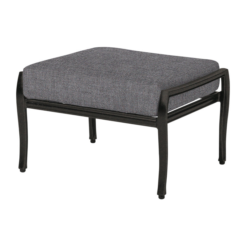 Edge Outdoor Ottoman, Cast Slate Sunbrella® Plainweave, Midnight Gold