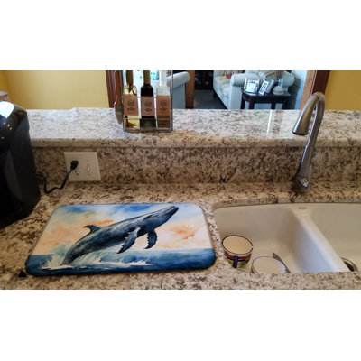 Humpback Whale Breaching Dish Drying Mat