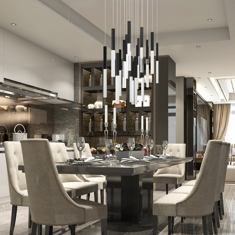 Benicio Black and Clear Crystal 42-Inch LED Chandelier