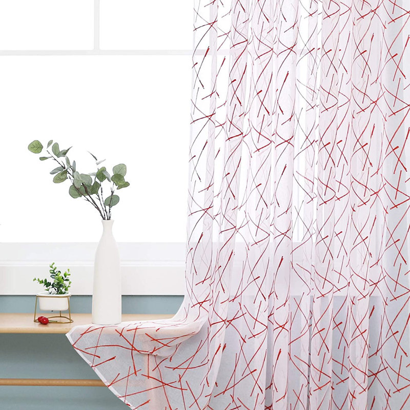 Aleksey Sheer Curtain Pair, Orange, 140 W x 180 D cm