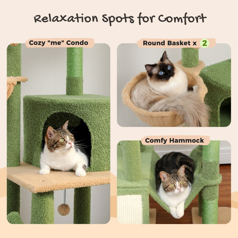 Dylann 112'' Hight Cat Tree Floor to Ceiling Cat Tower with Adjustable Height(85-112 Inches), 7 Tiers Climbing Activity Centre with Cozy Hammocks, 5 Platforms and Scratching Posts for Indoor Cats
