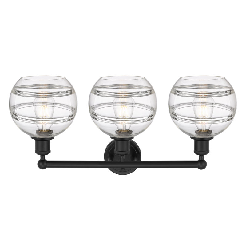Éclairage de salle de bain à intensité variable à 3 lumières Bienes, Transparent, Noir mat