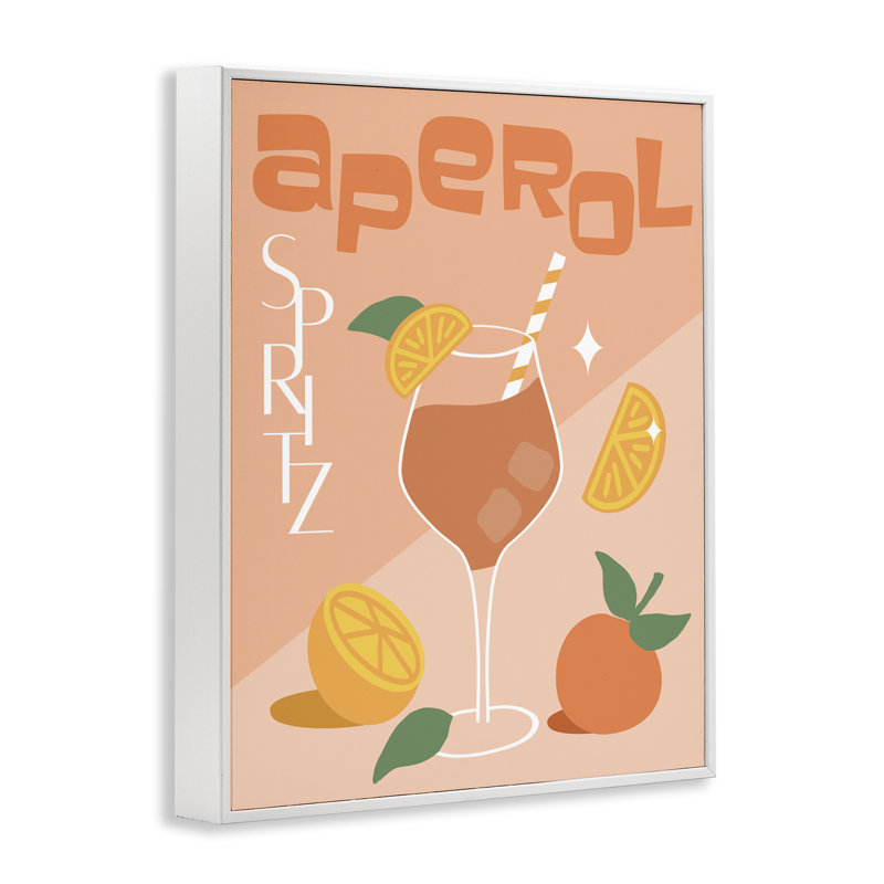 «Aperol Spirz», estampe numérique par Anna Quach, Giclée encadrée blanc bord de mer, H 30 po x l 24 po