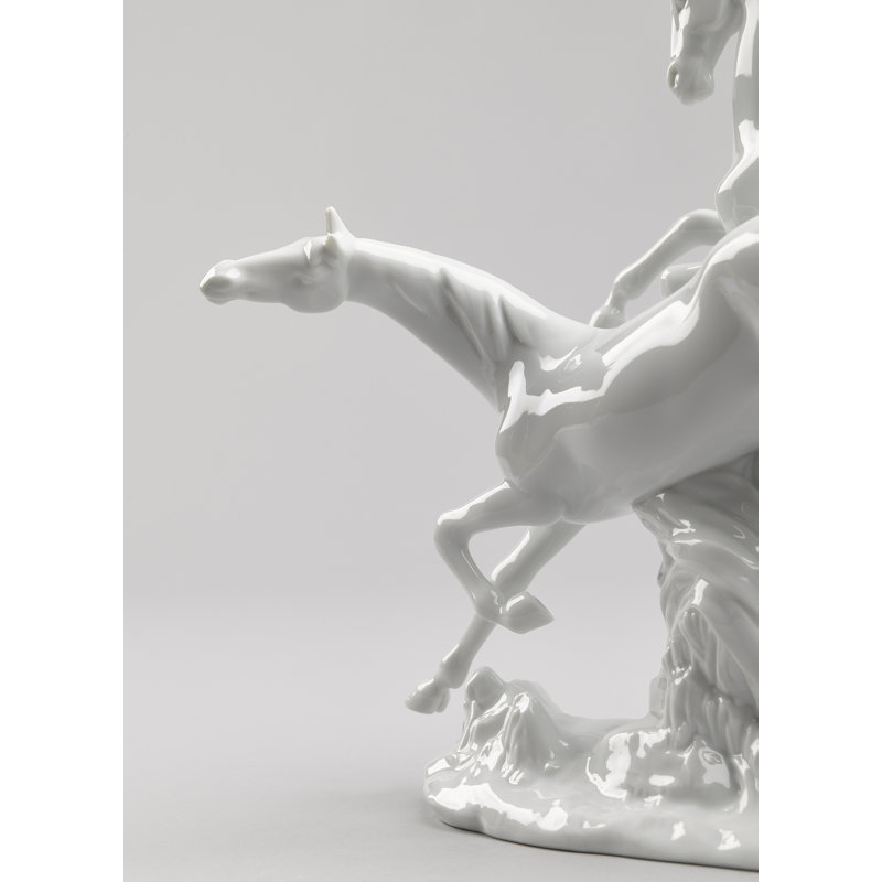White Porcelain Galloping Horses Figurine