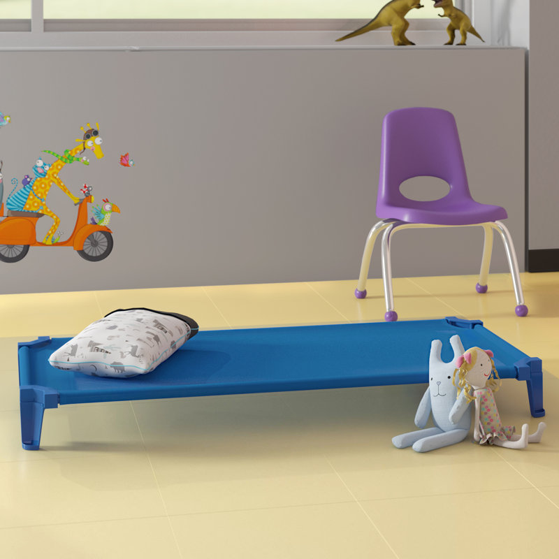 Lit de camp pour enfant empilable assemblé, Bleu, Standard