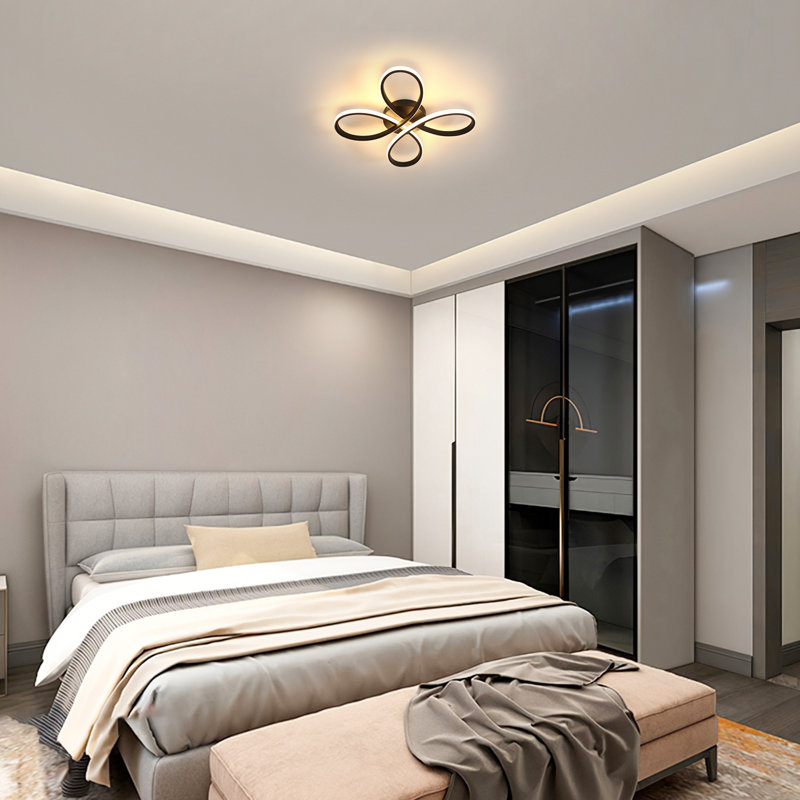 Stylish Flower-Shaped Dimmable Flush Mount with Remote