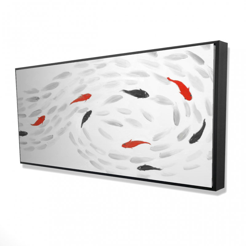 Reproduction de tourbillon de poissons nageant sur toile