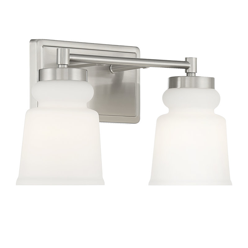 Éclairage pour salle de bain à intensité variable à 2 lumières Gulliver en nickel brossé, Nickel
