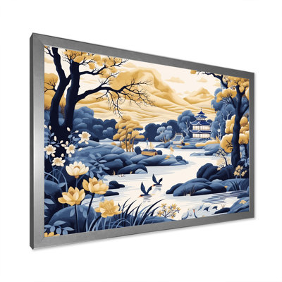 «Blue and Yellow China Blooming Landscape I», art mural Chine