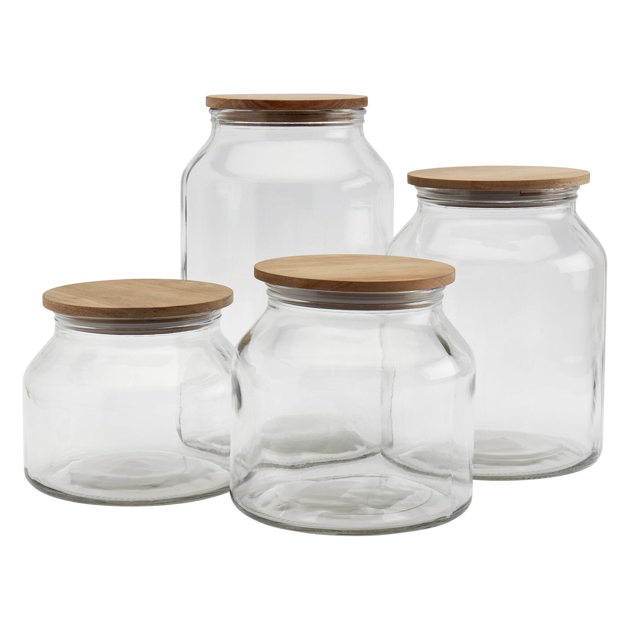 https://assets.wfcdn.com/im/90452684/compr-r85/1487/148760165/vintage-storage-jars-mason-craft-more-european-belly-glass-canisters-w-acacia-wood-lids-set-of-4.jpg