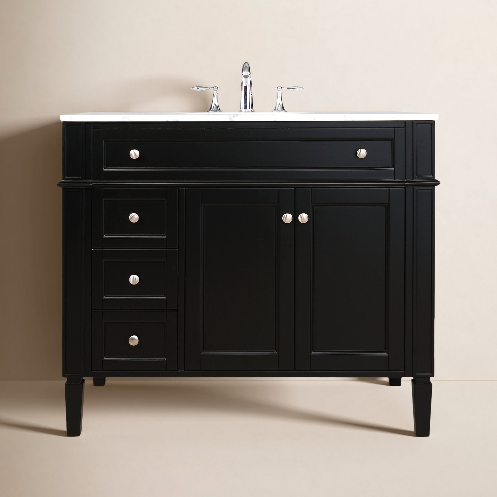 Rivers 40" Carrara Marble Single Bathroom Vanity, Black