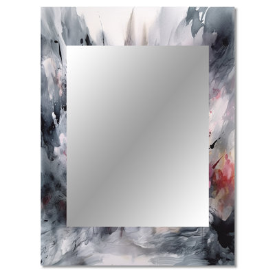 Evolving In Pink Grey Liquid Ink II - Geometric Decorative Wall Mirror, Pink Mirror, Printed Metal Art