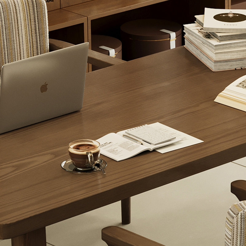 Bureau rectangulaire en bois massif 70,87 "noyer, H 29,53 po x l 78,74 po x P 31,5 po