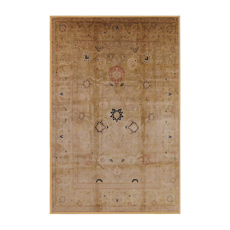 Tapis à motif oriental brun clair, Rectangle 7 pi x 10 pi