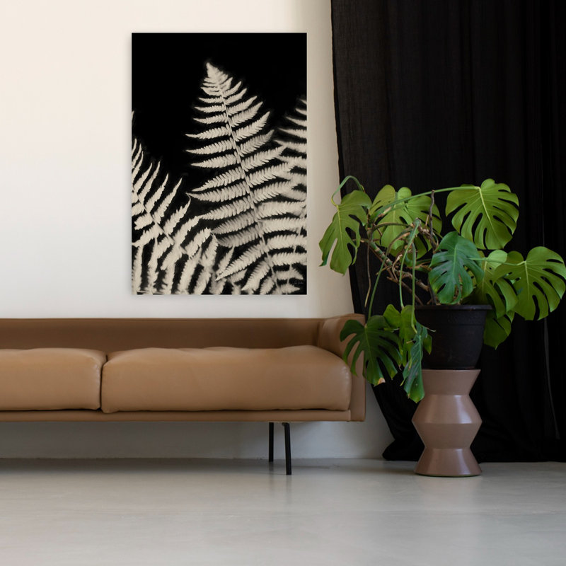 Forêt, fougères III, art contemporain abstrait, fougère naturelle, H 48 po x l 32 po