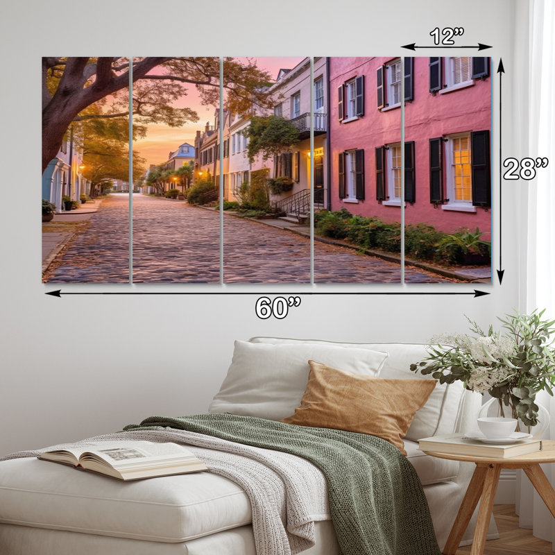 «South Carolina Historic Charm of Charleston», reproduction sur toile tendue de 5 pièces