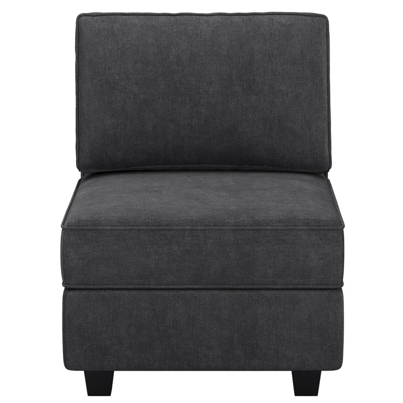 Fauteuil rembourré de 26,4 po de largeur avec dossier rembourré Nakash, Microfibre gris foncé