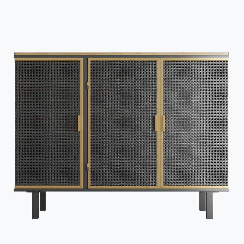 40.38" W Metal Accent Cabinet, Kitchen Storage Cabinet, Entryway Cabinet
