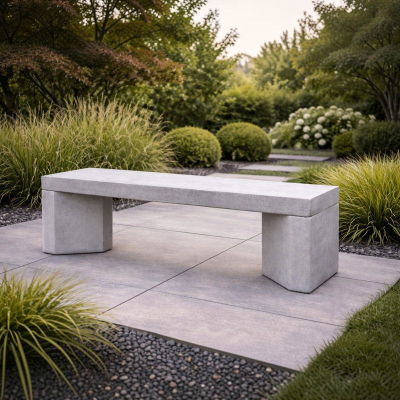 Portola Bench - Cast Stone Outdoor Bench