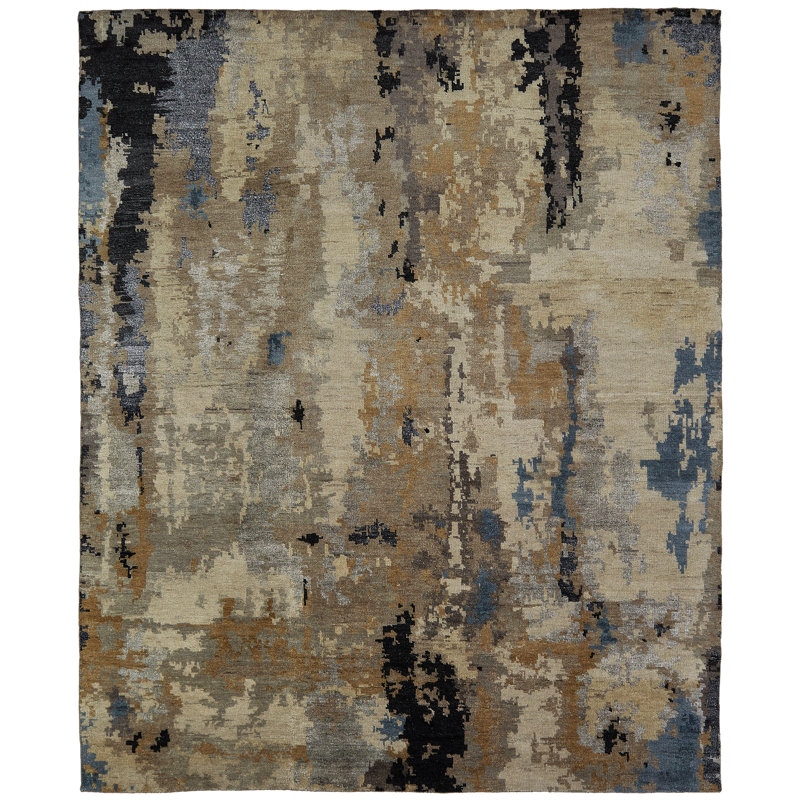 Aurora Drift Hand Knotted Abstract Area Rug, Rectangle 8' x 10'