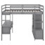 Lit mezzanine double avec bureau intégré, lit mezzanine peu encombrant avec deux tiroirs, tablettes et tiroirs de rangement, lit mezzanine pour enfants adolescents