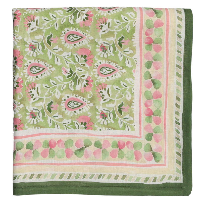 Mira Tablecloth, Green/Pink