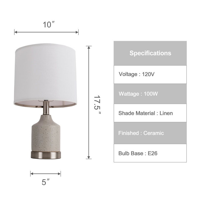 SIMPOL HOME 17.5 in. Ceramic Table Lamp with Natural White Linen Shade
