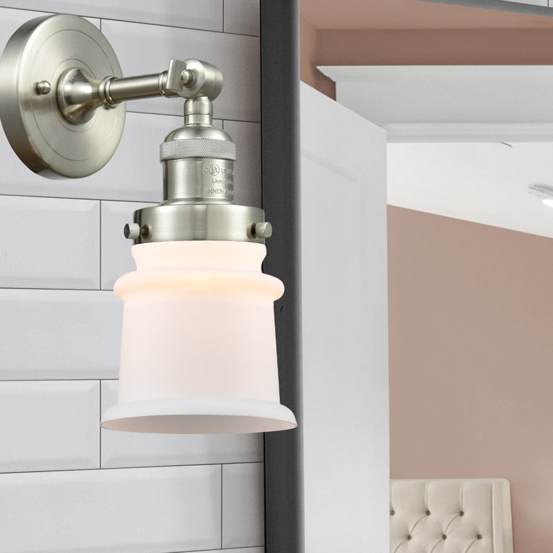 Applique murale articulée à 1 lumière Bartolmeu, Boîtier blanc mat, Nickel satiné brossé, Ampoule non incluse