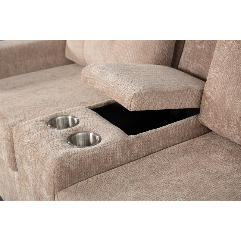 Canapé modulaire multifonctionnel en forme de L avec porte-gobelets intégrés, compartiments de rangement cachés et sièges convertibles