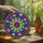 Sun Mandala Boho Plaque Vitrail Panneaux Suncatcher-1225756979