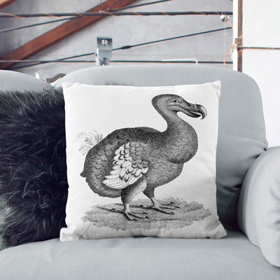 Dodo In Black And White Square Throw Cushion
