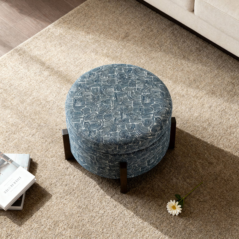 Repose-pieds avec rangement 24,6 po et plateau en bois, Indigo