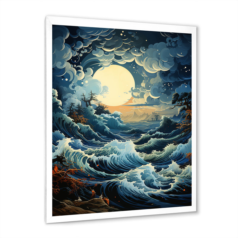 Wainberg " Ocean Fury Storm II ", White Picture Framed, 32" H x 24" W x 1" D