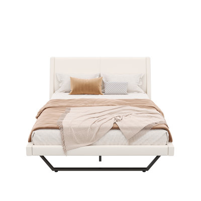Apex Modern PU Leather Platform Bed With Wave Design