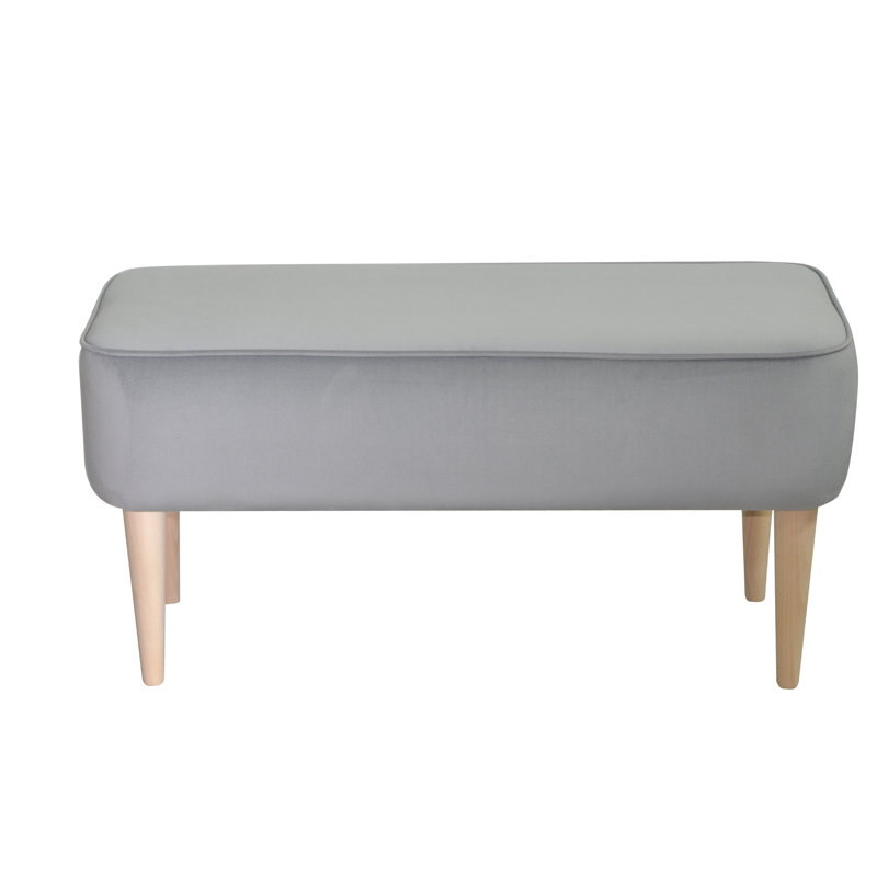 Milo Upholstered Bench, Light Grey, Natural